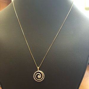 10k Gold Diamond Swirl Pendant